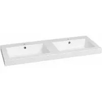 Lambini Designs Como wastafel mineraalmarmer 120cm dubbel met kraangaten wit glans