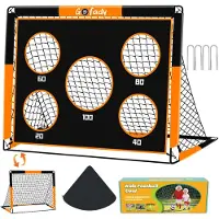 Merkloos Kindervoetbaldoel 2-in-1 - Met 5 Doelen en Draagtas