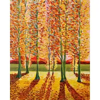 IXXI Autumn Trees, Zurab Dariali - 80 x 100 cm - Grote wanddecoratie en posters - Kwaststreken, Abstract, Olieverf, Impressionisme, Woonkamer