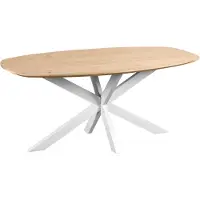 QUVIO Eettafel Sofia - Deens ovaal - 180x90 cm - Witte kruispoot - FSC gecertificeerd mangohout - Naturel
