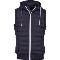 Urban Classics Heren Contrast Gewatteerd Gilet met Capuchon (Zwart/Wit)