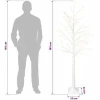 vidaXL - Berken - kerstboom - Wit - 22 - x - 22 - x - 180 cm - Kunststof - 319 - LED's