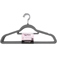 Peggy Perfect fluwelen kledinghangers met broekstang, anthraciet/roze, 6 stuks