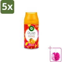 Air Wick 5 x – Luchtverfrisser Navulling – Island Mango – 250 ml - Bulkverpakking - Luchtverfrisser - Douchemop - Tropische geur