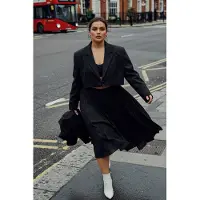Trendyol Dames Zwart Effen Lang Regular fit Grote maten Blazers