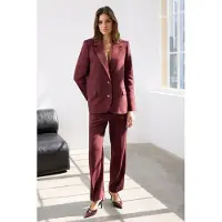 Trendyol TRENDYOLMİLLA Dames Bordeaux Effen Lang Regular fit Blazers