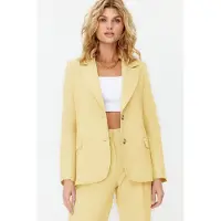 Trendyol TRENDYOLMİLLA Dames Geel Effen Lang Regular fit Blazers