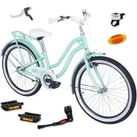 DaviBikes Molli – Kinderfiets – 24 inch – 1 versnelling – Terugtraprem – 130-165 cm – Mintgroen – Meisje