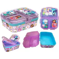 Stor Gabby's Poppenhuis Kinderlunchbox – Broodtrommel met 4 vakken voor kinderen vanaf 4 jaar - Vaatwasserbestendig & BPA-vrij - Paars