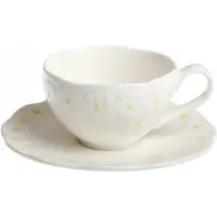 MPLCo Keramische Mok met Schotel 250ml - Daisy Retro Vintage Wit