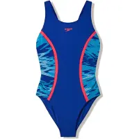 Speedo H-Boom Splice Muscleb 1P Meisjes - Chloorbestendig Badpak Meisjes - Kleurvast Zwempak Meisjes - Sportbadpak Meisjes met Muscleback-Rug - Marine/Blauw - 140