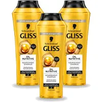 GLISS 3 x Schwarzkopf Oil Nutritieve Shampoo voor droog haar - 250 ml - Voordeelverpakking - 3 stuks