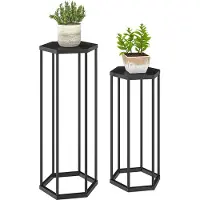 Outsunny Plantenstandaard Set-Metaal-31L x 27B x 75H cm-Zwart