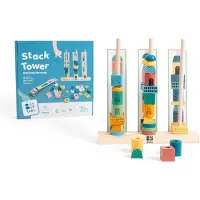 BS Toys Stapelblokken, torenbouwset, 28 x 26 cm, hout, 55-delig