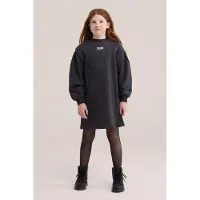 We fashion midi sweatjurk met panterprint - zwart/grijs Panterprint - maat 134/140 - glitter