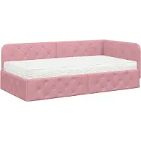 vidaXL Hoek Bed Frame Roze 90 x 190 cm Fluweel