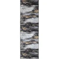 vidaXL Tapijt Runner LESAKA Zwart en Goud 100 x 200 cm Diamantvelvet