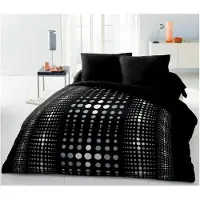Generique Parure de couette Microfibre STEEVY 220x240cm et 2 taies doreillers 63x63cm Noir