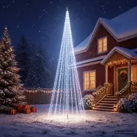 vidaXL Kerstboomverlichting met grondspies en vlaggenmast 500 cm