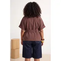 Trendyol Dames Bruin Effen Kort Regular fit Grote maten Blazers