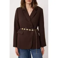 Trendyol TRENDYOLMİLLA Dames Bruin Effen Lang Regular fit Blazers