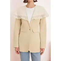 Trendyol Modest Dames Beige Effen Lang Getailleerd Modest Blazers