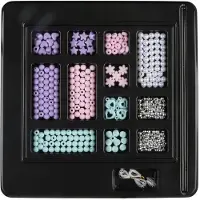 Eddy Toys Kralen Sieraden Maakset - 4000 Stuks Figuur- en Fiestakralen - Voor Armbanden en Kettingen - Pastelkleuren Roze, Paars, Blauw - Kunststof - 27x27x3,5 cm