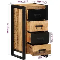 vidaXL Ladekast 40x40x90 cm massief ruw mangohout