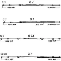Ultraflex C2, 4,88 meter, bedieningskabel voor gas en versnelling