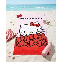 Aymax Strandlaken Hello Kitty Sanrio 90x170 cm 100% Katoen | Rode Strikken Roze Kleurverloop XL | Officiële Licentie