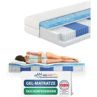 AM Qualitätsmatratzen - Premium gelschuim matras 180x200cm - Zacht (H2) - 10000 veren - Pocketveringmatras gelschuim 180 x 200-6 cm gelschuim deklaag - 24cm hoogte - Made in Germany
