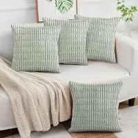 Famanu – 4 stuks kussenslopen 45 x 45 cm, bankkussen, corduroy kussenslopen, kussenovertrek, corduroy, zacht, vierkant, comfortabel en machinewasbaar, voor bank, bed, auto (groen)