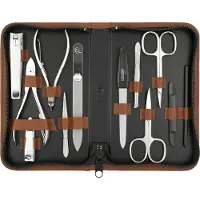 Marqus Nagelkit voor Mannen en Vrouwen - Manicure Set 12-delig - Duits Gemaakt - Verzorgingsset - Echt Leren Etui