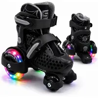 Suotu Rolschaatsen voor Beginners - Verstelbare - lichtgevende wielen - Maat EUR 24-27 - Zwart