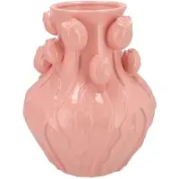 DK Design Bloemenvaas Mara - roze - 24 x 24 x 27 cm - tulpvormige hals - moderne vaas