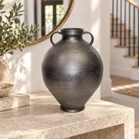 Hoppa! - Vaas - Met oren en smalle hals - Zwart - 25 x 25 x 34 cm (B x D x H)