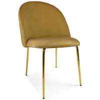 Comad Eetkamerstoel INCA - Okergeel fluweel - Gouden metalen poten - Modern design