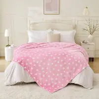 Gaveno Cavailia Grote Flanellen Fleece Deken - Roze met Hartjes Patroon - 230x230 cm - Zachte Plaid voor Bank en Bed