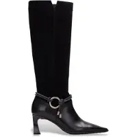 Hispanitas Dames Zwarte leren laarzen Paris (39), Leer, 5 tot 8 cm, Ritssluiting, Casual HI265123