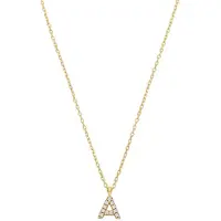 Lucardi Dames Zilveren goldplated ketting met hanger letter met zirkonia voor dames - Ketting - 925 Zilver - Goudkleurig - 45 cm