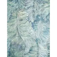 Profhome Exclusief behang 822207 vinylbehang gestempeld met veren glimmend blauw pastelviolet crèmewit zilver 5,33 m2