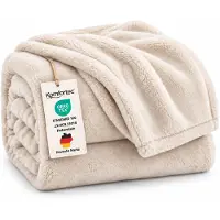 Komfortec Fleece Deken - Met kasjmier gevoel - Plaid - Fleece Plaid - Fleece Dekens - Fleece Deken 130x150 cm – Super Zacht – Ecru