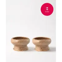 Vtwonen - Waxinelichthouders Organic - Mokka - Keramiek - Set van 2 - 9 x 5,5 cm