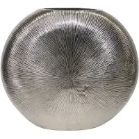 Hoppa! Platte ronde vaas met zonmotief - Zilver - 9 x 37 x 33 cm (B x D x H)