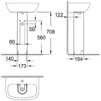 GROHE Bau Ceramic wastafelzuil, Alpine Wit