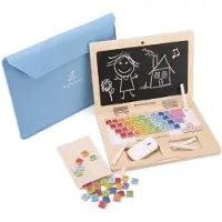 New Classic Toys Houten Speelgoed Laptop - 'Mijn Eerste Laptop' met Krijtbord & Magnetische Letters- Met Laptoptas - Educatief Rollenspel Speelgoed - Vanaf 3 Jaar