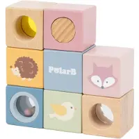 Vigatoys Houten Sensorische Blokken – 8-delige Set – Speelgoed voor Baby’s (12+ mnd) – Stimuleert Zintuigen & Motoriek