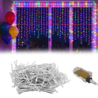 YARDIN LED-regenlamp, 15 meter, 600 LED's, multicolor, 8 selecteerbare lichtmodi, synchroniseerbaar, perfect voor feestelijke decoratie van ramen en muren