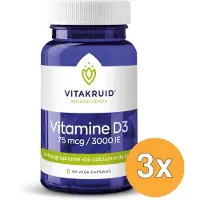 Vitakruid 3x Vitamine D3 75 mcg / 3000 IE (60 vega capsules)