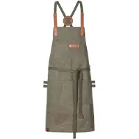 Exner Bib Apron Canvas With Decorative Label EX285 - OLIVE - 80 x 70 cm